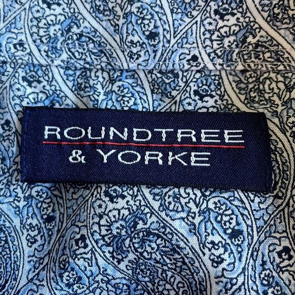 Roundtree & Yorke Blue Paisley Shirt Size L - Picture 4 of 8